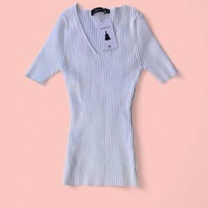 White V-Neck Tee Shirt Medium Brand New